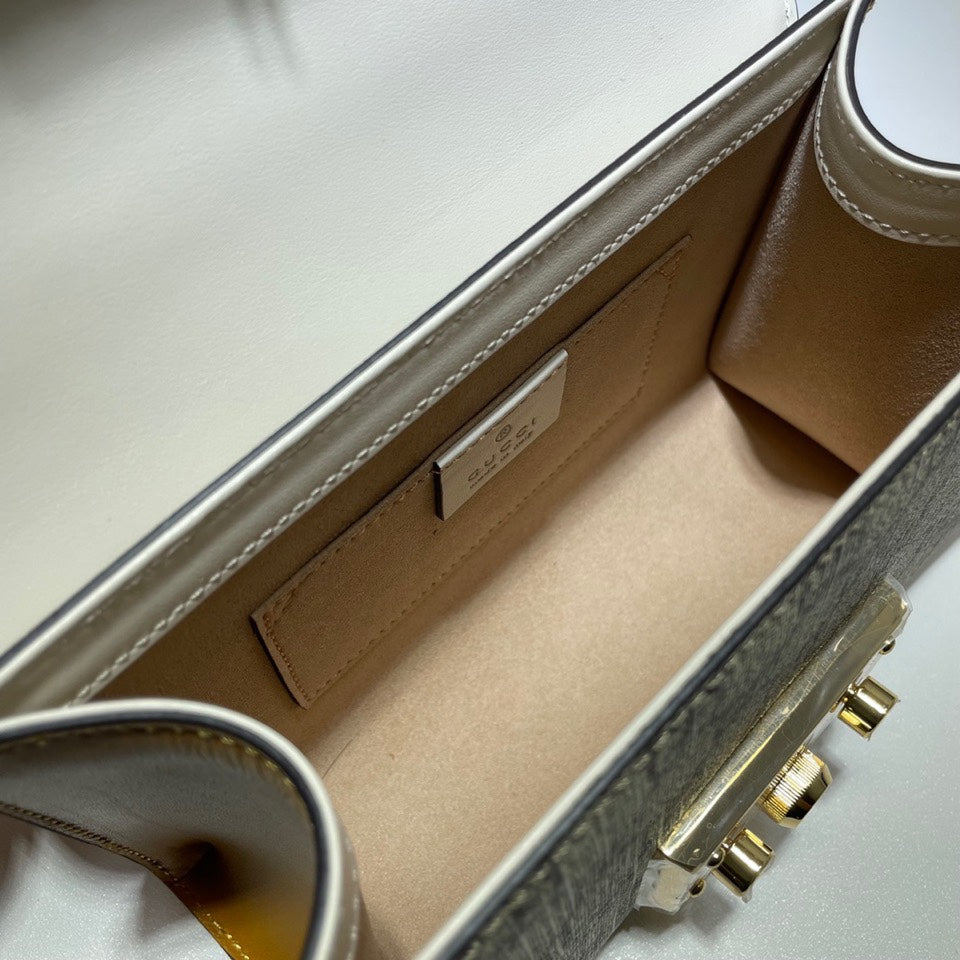 ＧＣＣＩPADLOCK SMALL SHOULDER BAG WHITE-BROWN