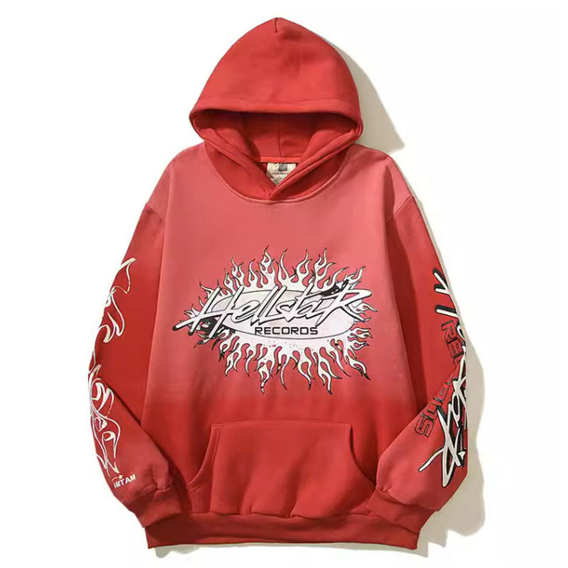 Hellstar Hoodie Loose Retro Gradient Flame Red