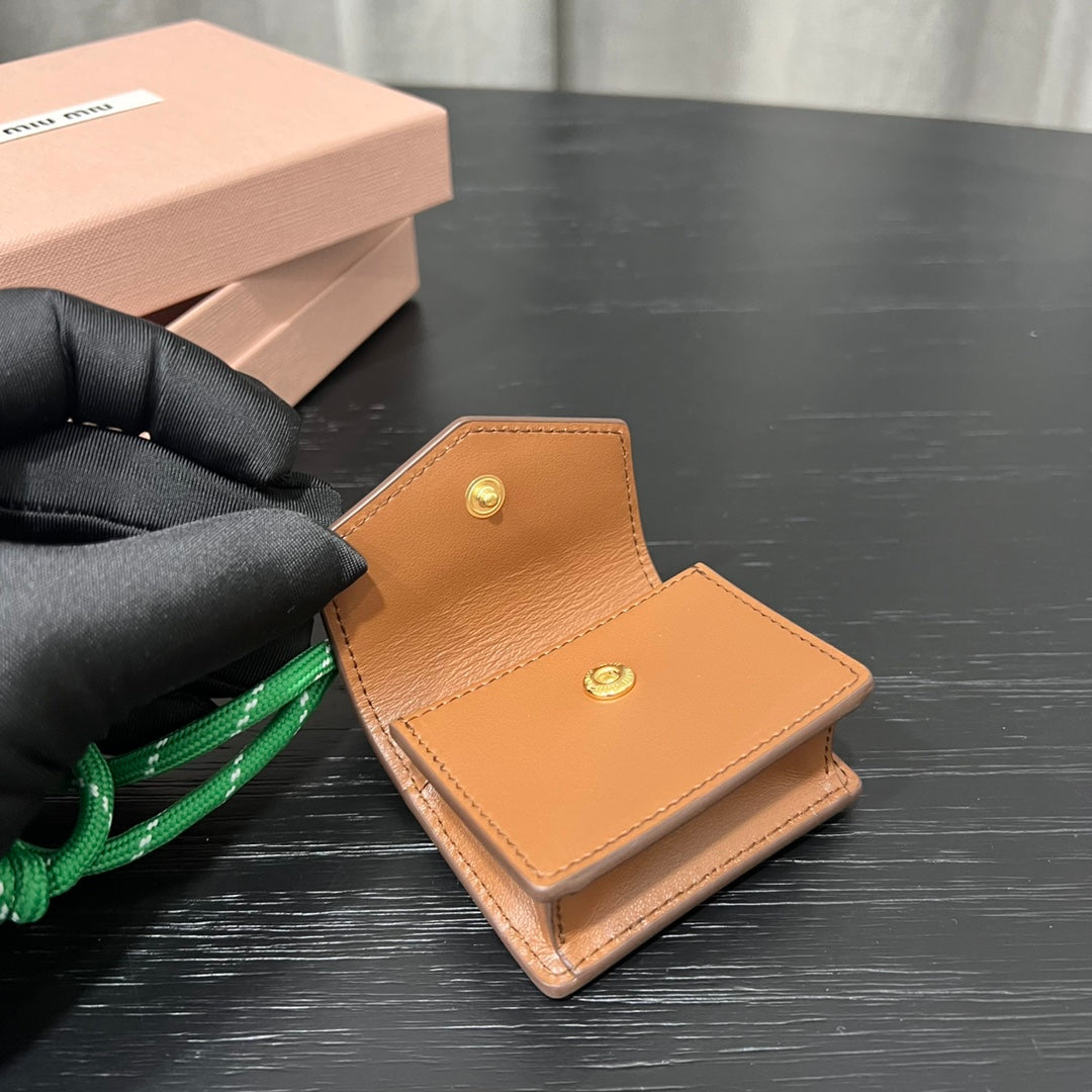 ＭＩ ＭＵ LEATHER SHOULDER WALLET ORANGE/GREEN/YELLOW