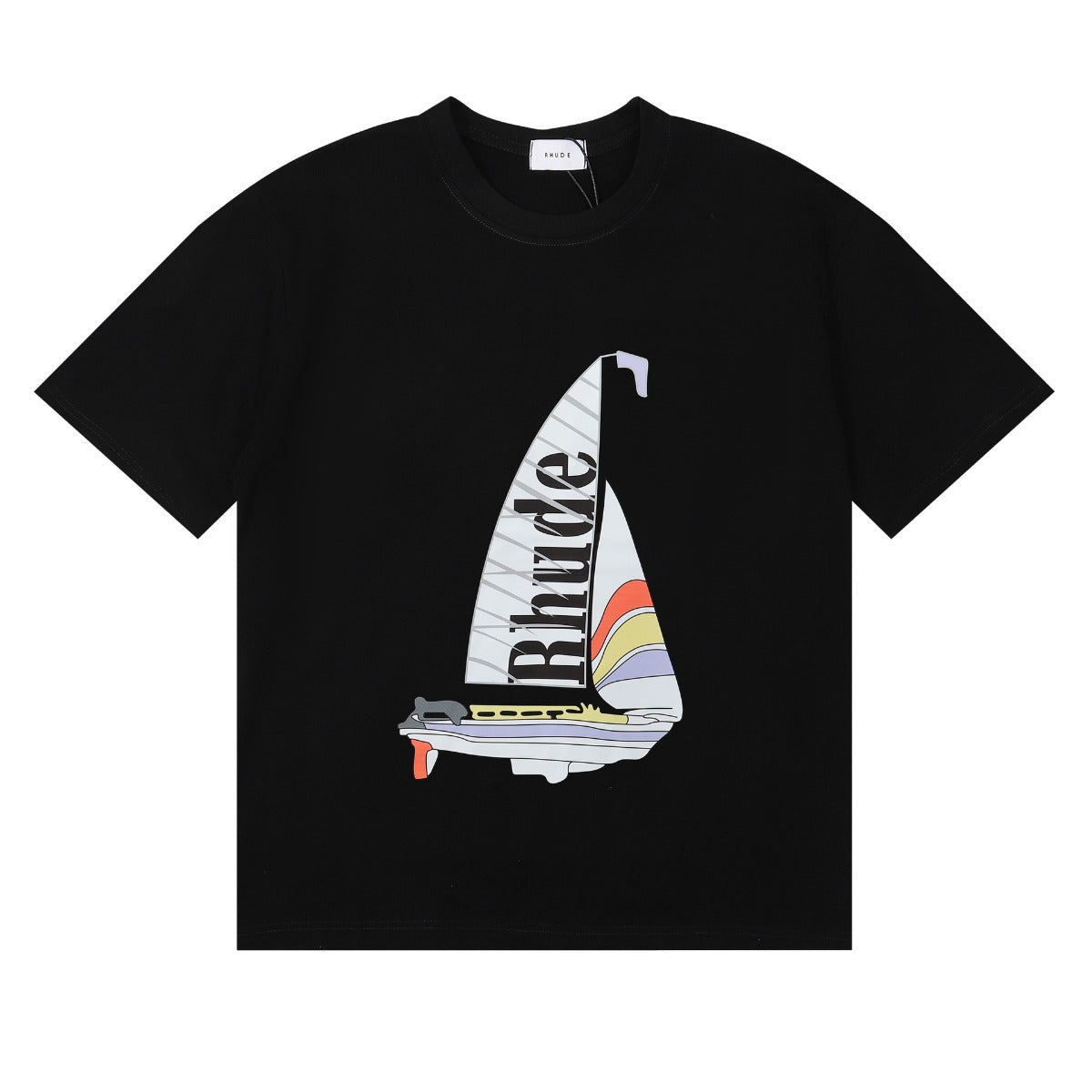 Rhude T Shirt Alphabet Coconut Racing Pattern Short Sleeve T-Shirt