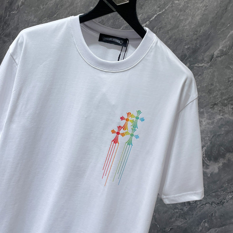 Chh Chrome Hearts T Shirts Color Ink Splashing Graffiti Sports Loose Short Sleeve T-Shirt