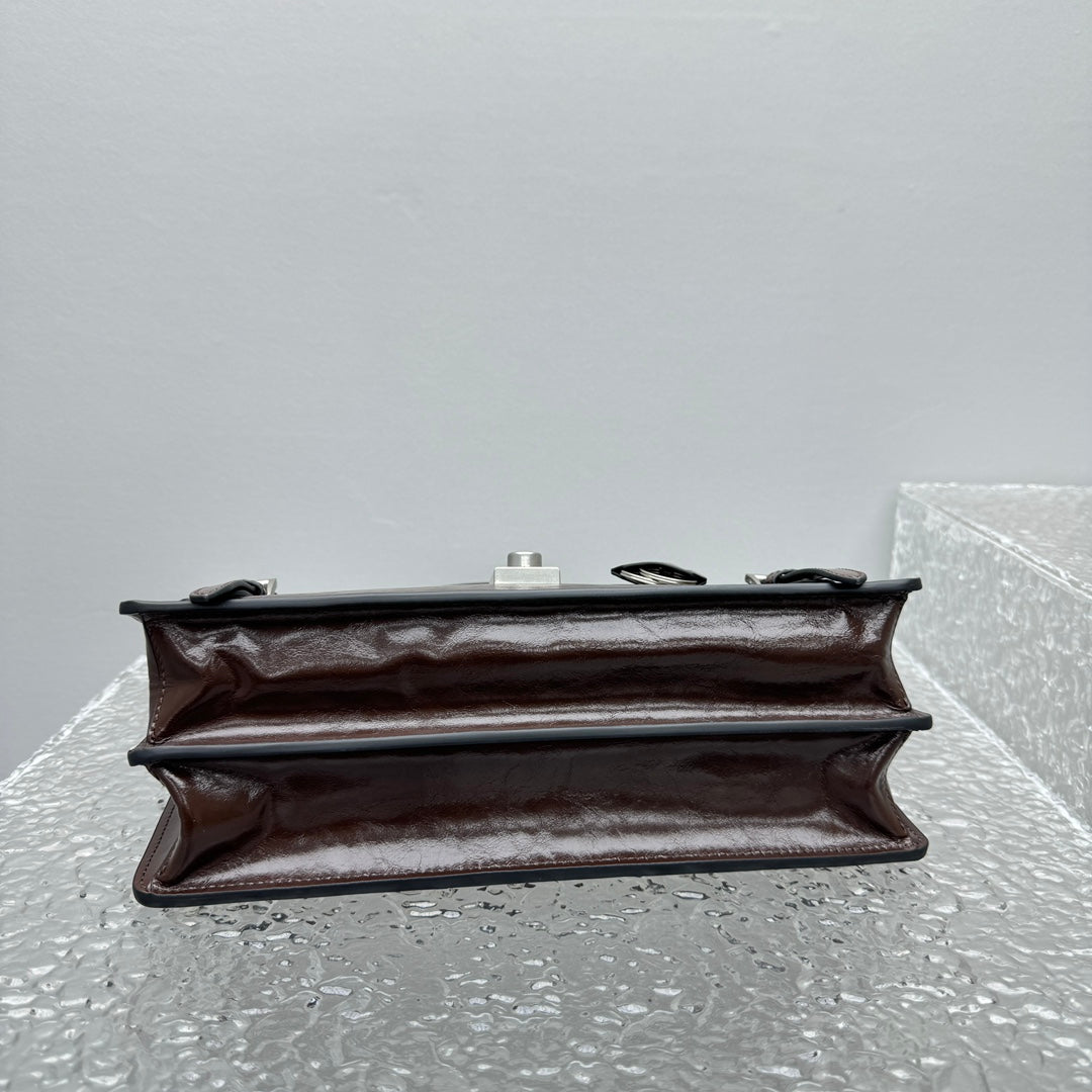 ＰＲＤＡ MEDIUM LEATHER HANDBAG DARK BROWN