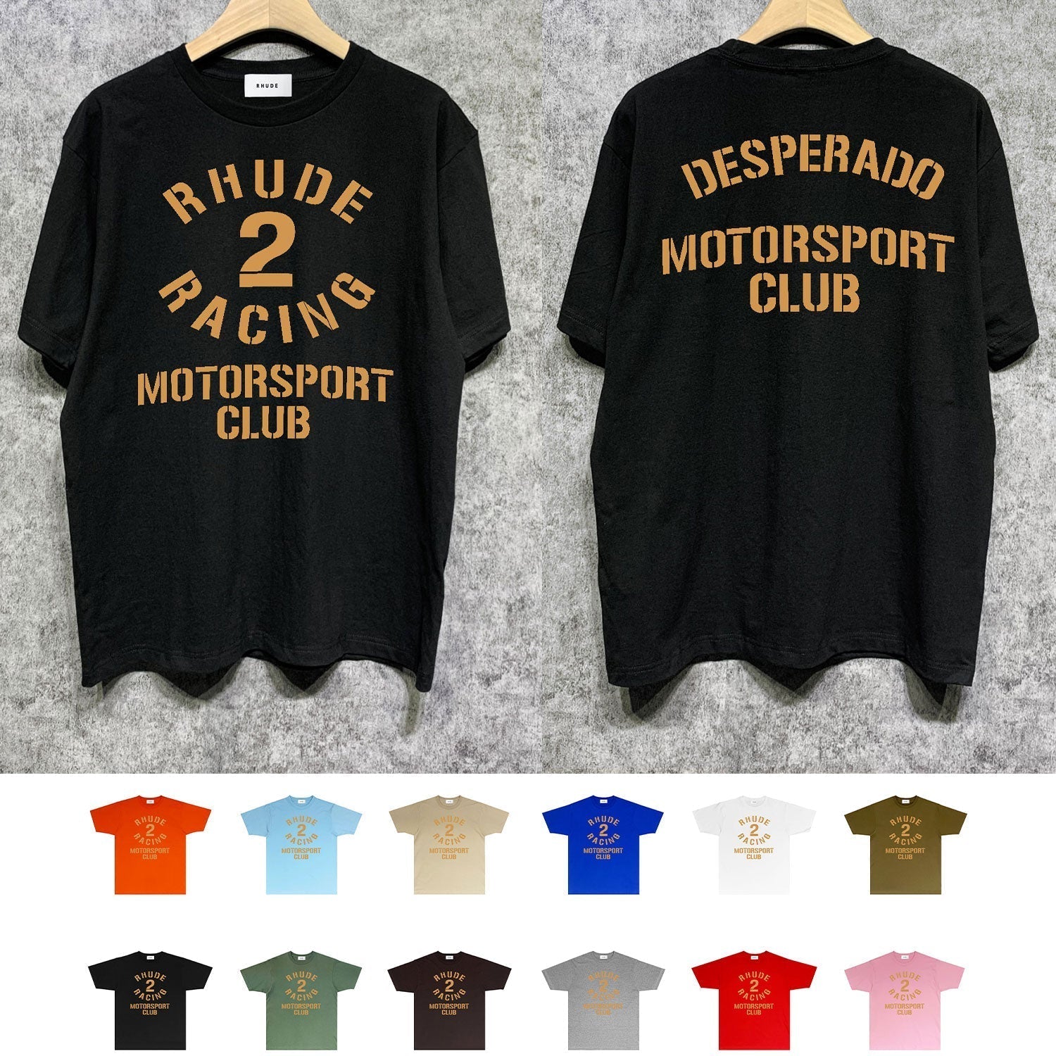 Rhude T Shirts Printed Trendy Pure Cotton