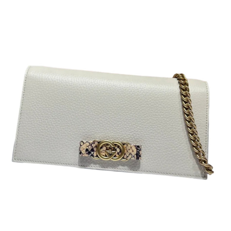 ＧＣＣＩMARMONT BLACK LEATHER WALLET ON CHAIN WHITE