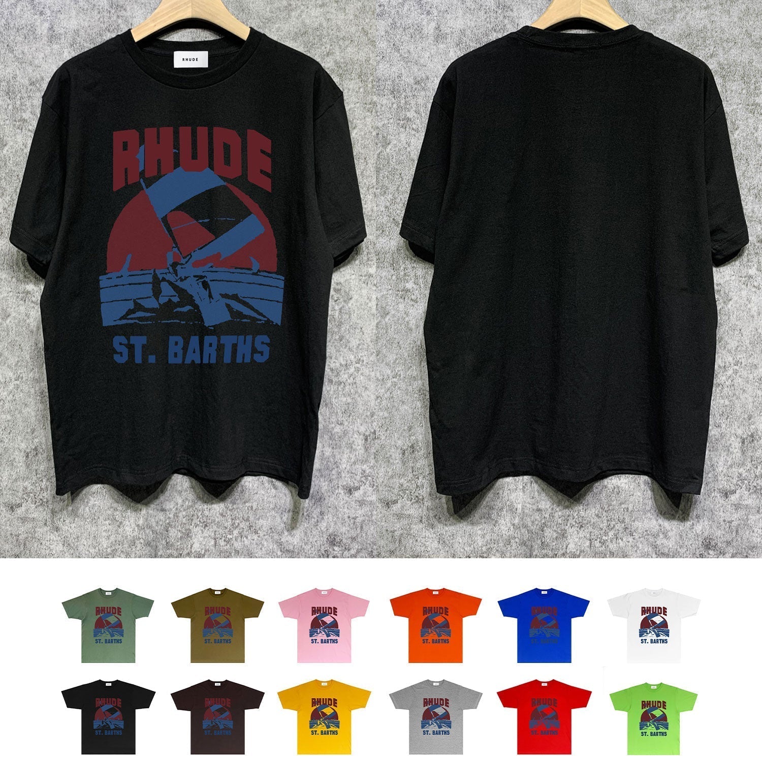 Rhude T Shirts Printed Trendy Pure Cotton
