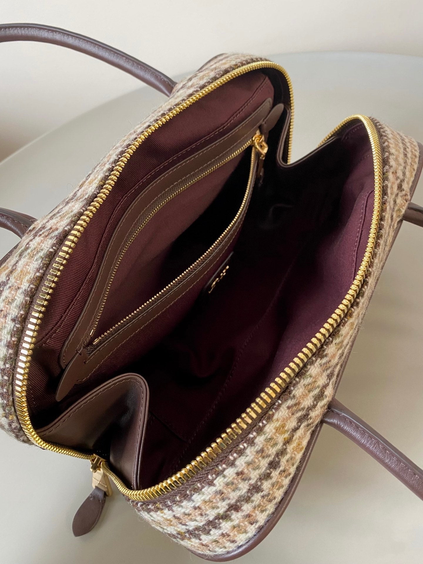 ＭＩ ＭＵ BEAU TARTAN TOP HANDLE BAG