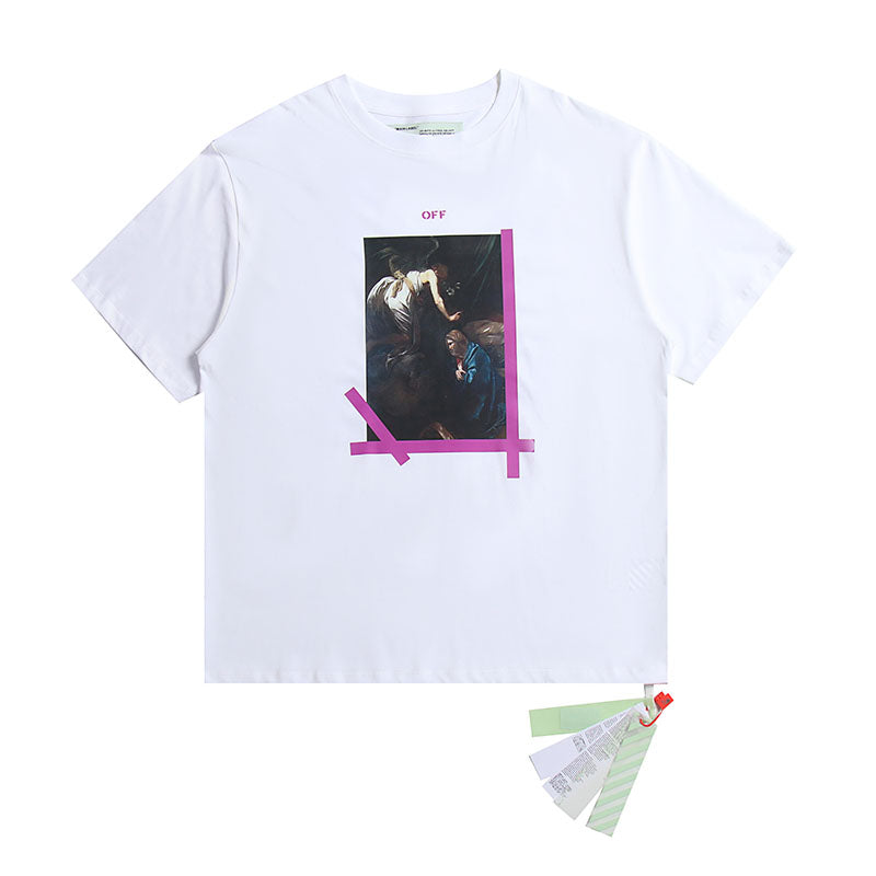 Off White T Shirts Religious Angel Oil Painting Short Sleeves