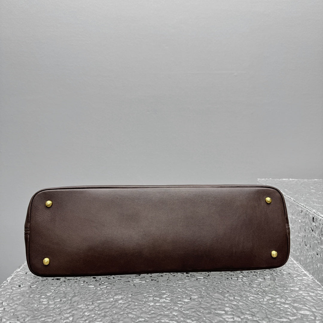 ＭＩ ＭＵ AVENTURE LEATHER TOTE BAG DARK BROWN