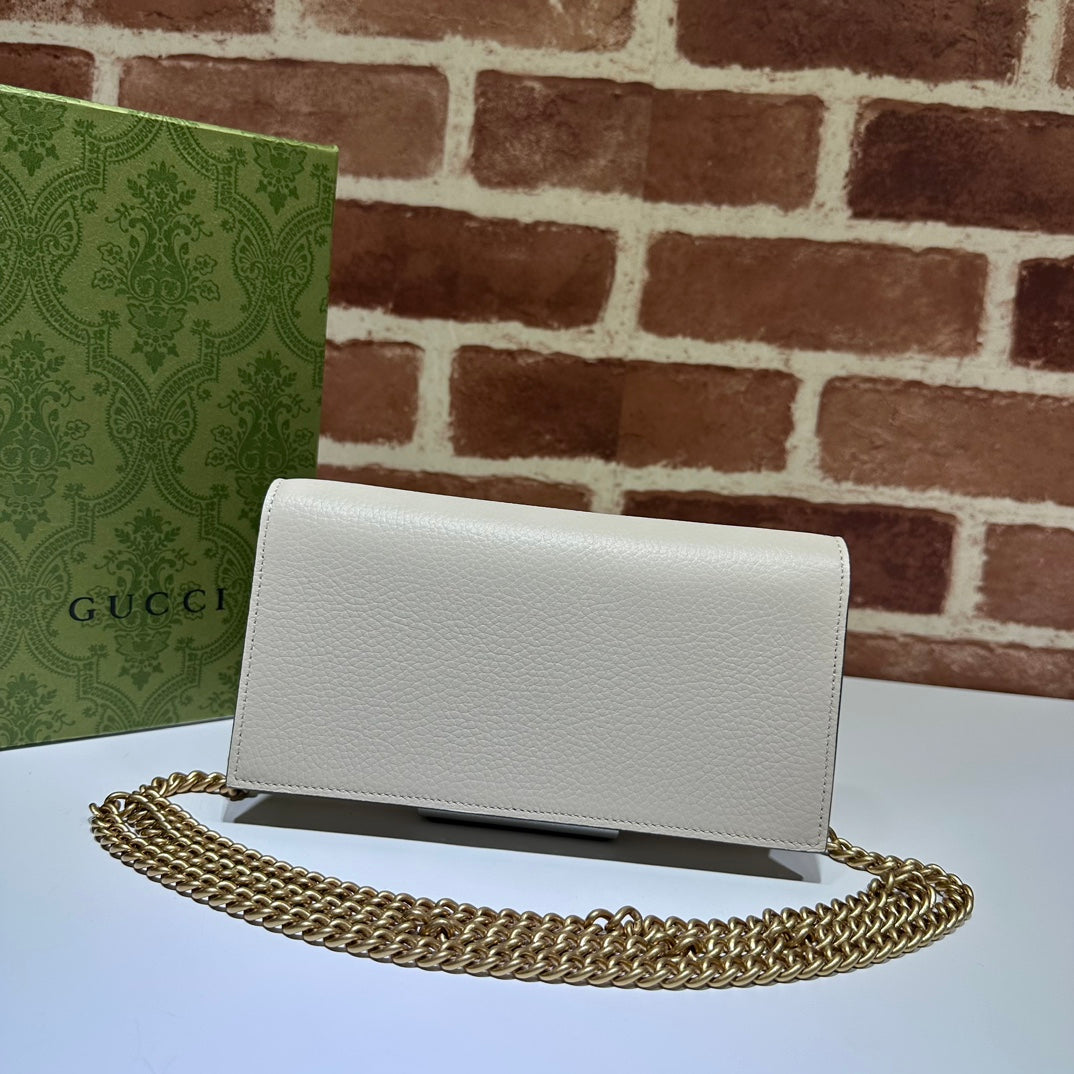 ＧＣＣＩMARMONT BLACK LEATHER WALLET ON CHAIN WHITE