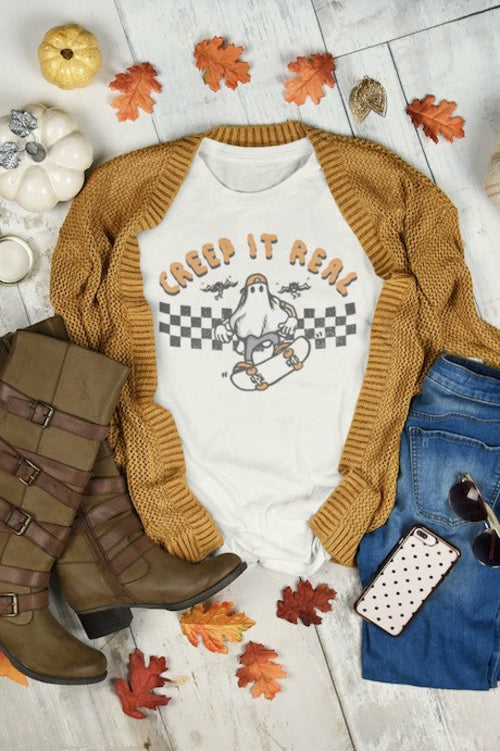 CREEP IT REAL GHOST HALLOWEEN GRAPHIC TEE