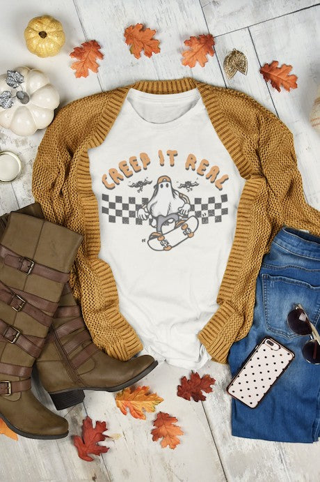 CREEP IT REAL GHOST HALLOWEEN GRAPHIC TEE