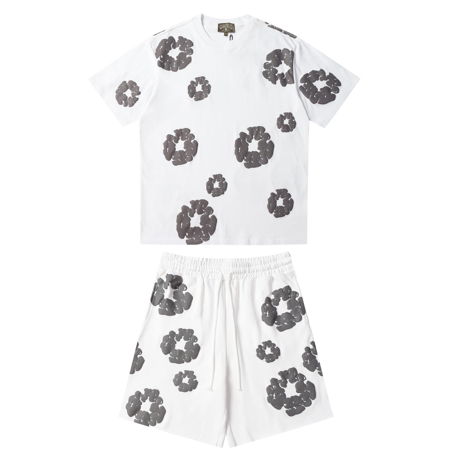 Denim Tears Outfit:T Shirt/Shorts (Separate Purchase Options) Puff Print Short Sleeve T-shirt Loose Couple Shorts Suit