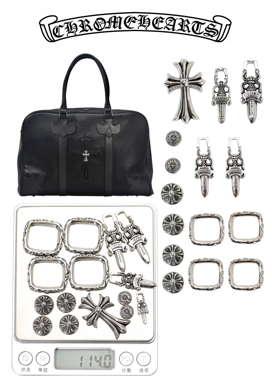 ＣＨＲＭ ＨＲＴＳ LEATHER FLEUR DUFFLE BAG BLACK