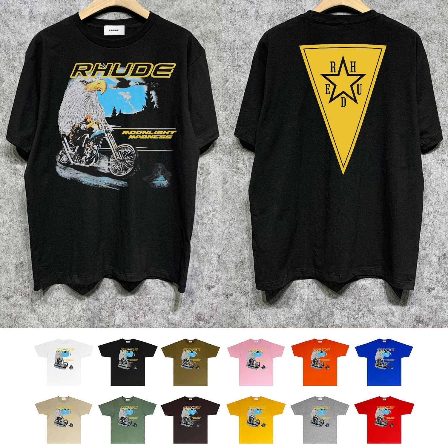 Rhude T Shirts Printed Trendy Pure Cotton