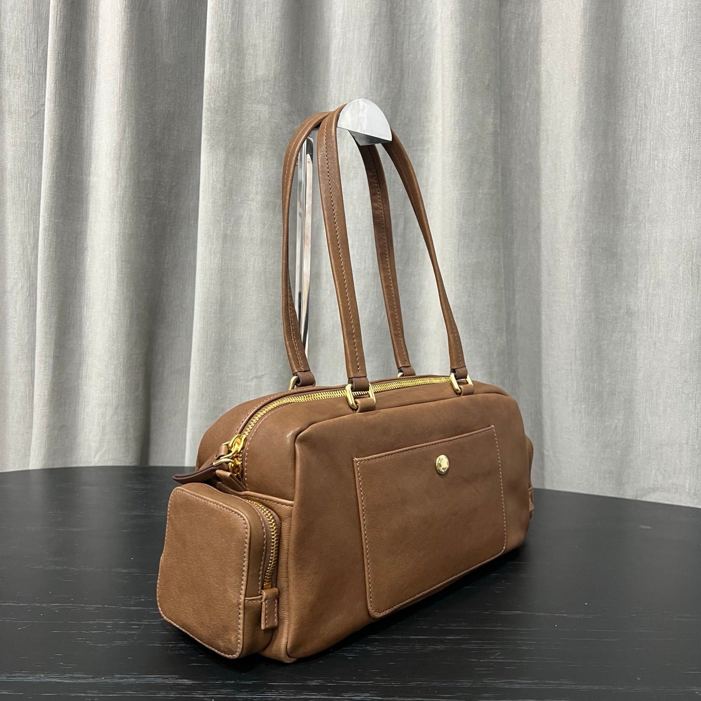 ＭＩ ＭＵ POCKET WASHED NAPPA LEATHER BAG OAK