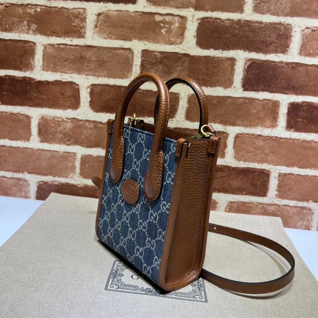 ＧＣＣＩDENIM GG MONOGRAM TOTE BAG BLUE