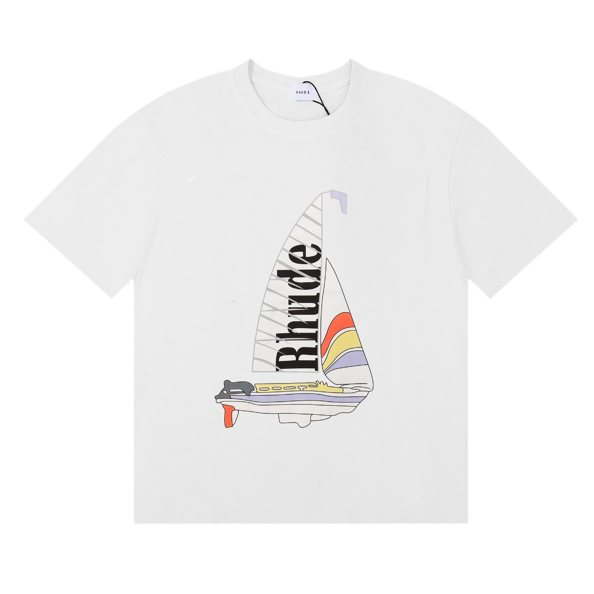 Rhude T Shirt Alphabet Coconut Racing Pattern Short Sleeve T-Shirt
