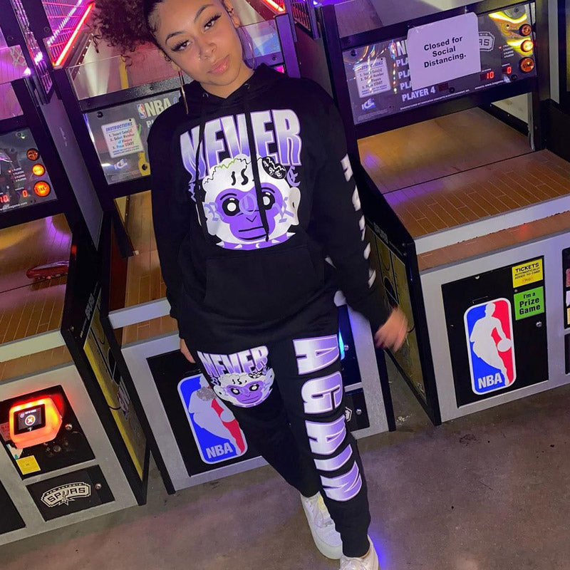 Never Broke Again Hoodie Street Monger Printed Solid Color Pullover