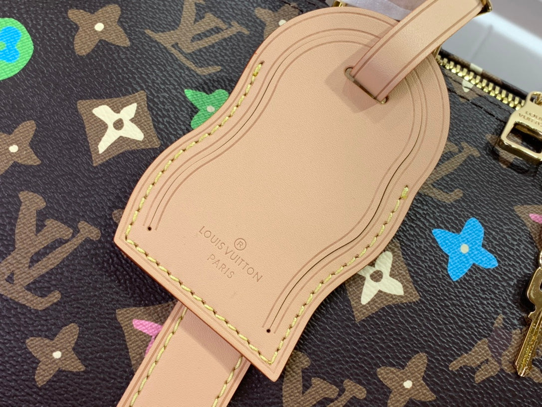 ＬＳ ＶＴＴＯＮ x YAYOI KUSAMA KEEPALL BANDOULIÈRE 45 BROWN