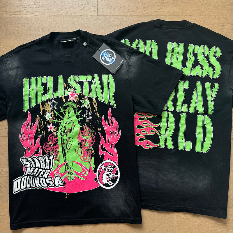 Hellstar T Shirts Washed Aging Process