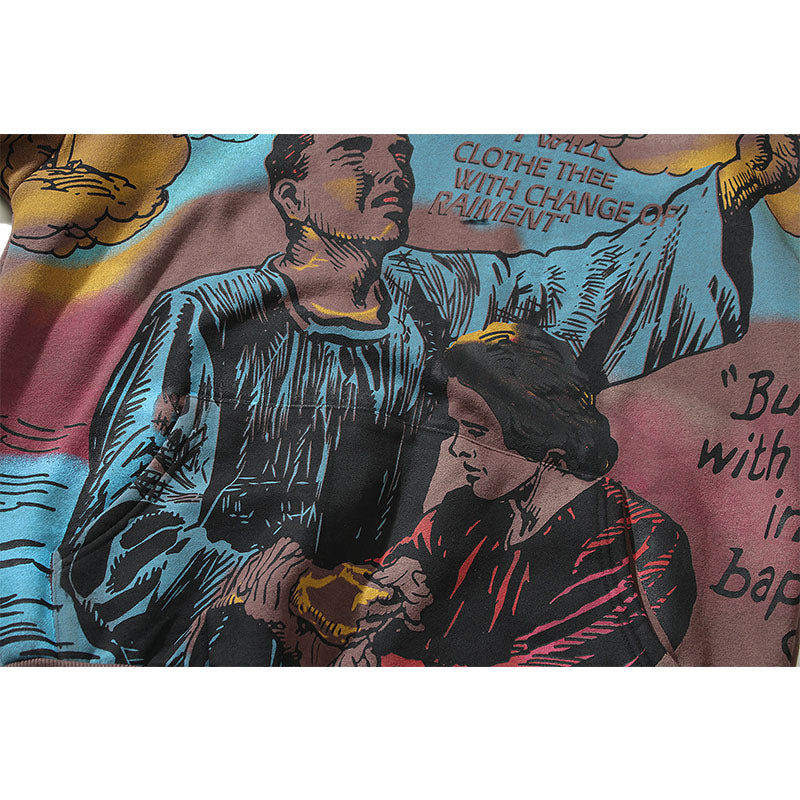 Kanye West Sunday Service Hoodie Vintage Distressed Graffiti Hoodie Loose Autumn And Winter