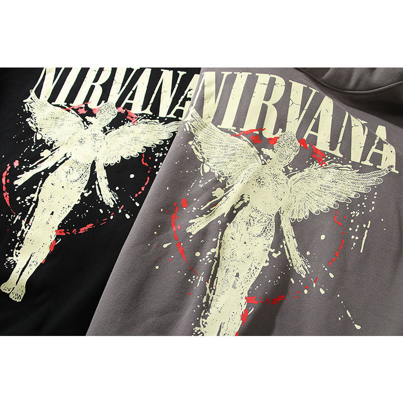 Nirvana Hoodie Rock Angel Printed Hoodie Dark Series Hip Hop Retro