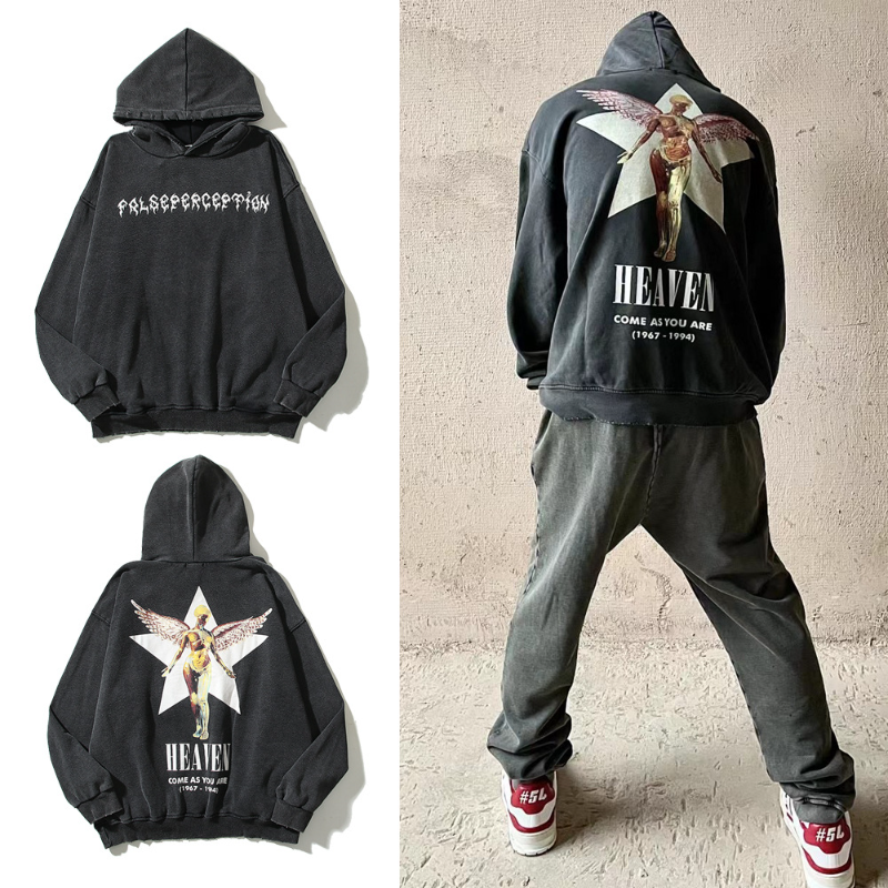 Nirvana Hoodie Angel Distressed Cut-Out Hooded Sweater For Men And Women