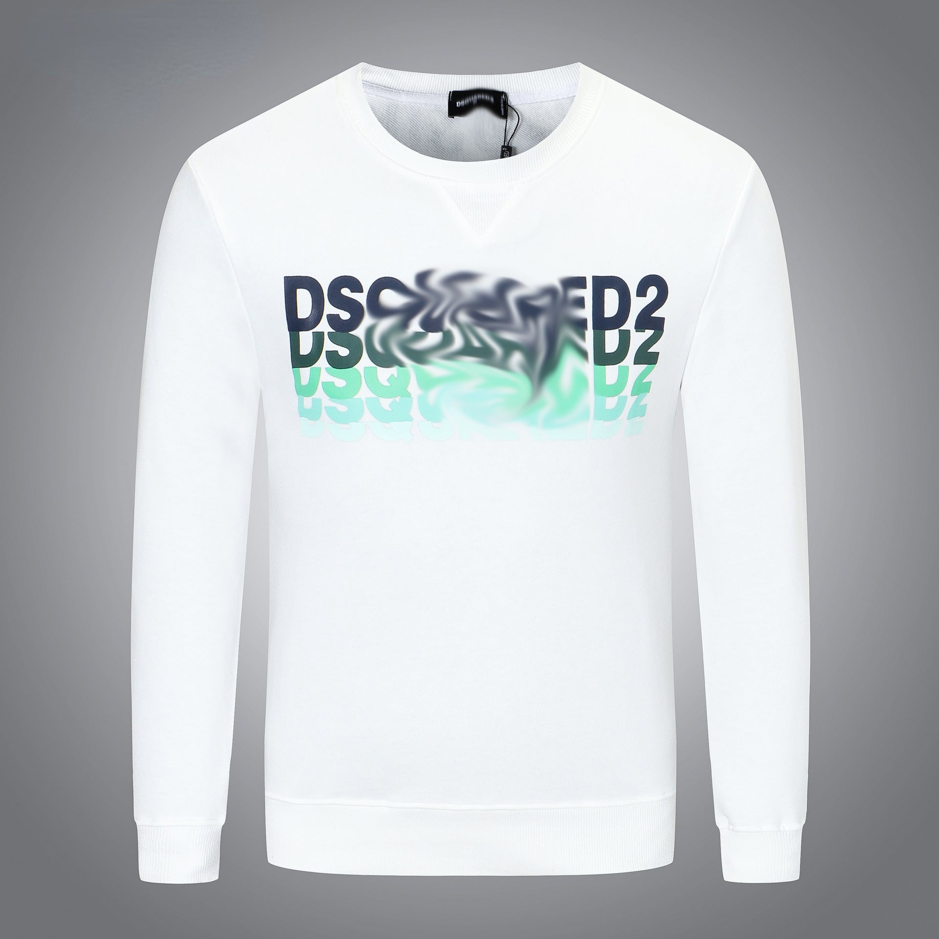 Dsq2 Hoodie DSQ Lian D2 Blue and Green Inverted Letter Print Sweatshirt Trendy Men's Autumn and Winter