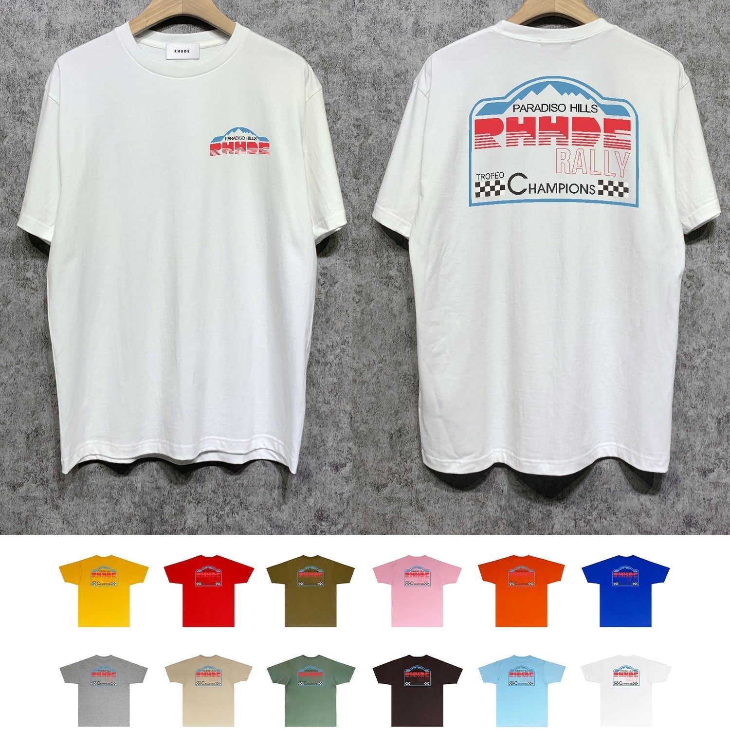 Rhude T Shirts Printed Trendy Pure Cotton