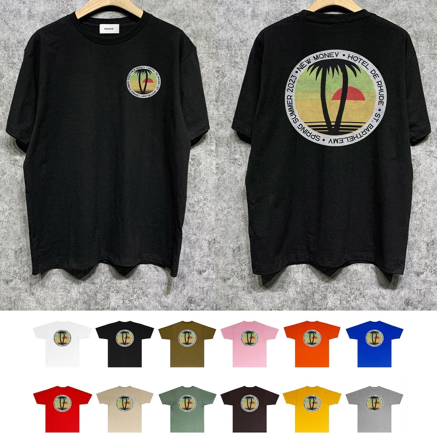 Rhude T Shirts Printed Trendy Pure Cotton