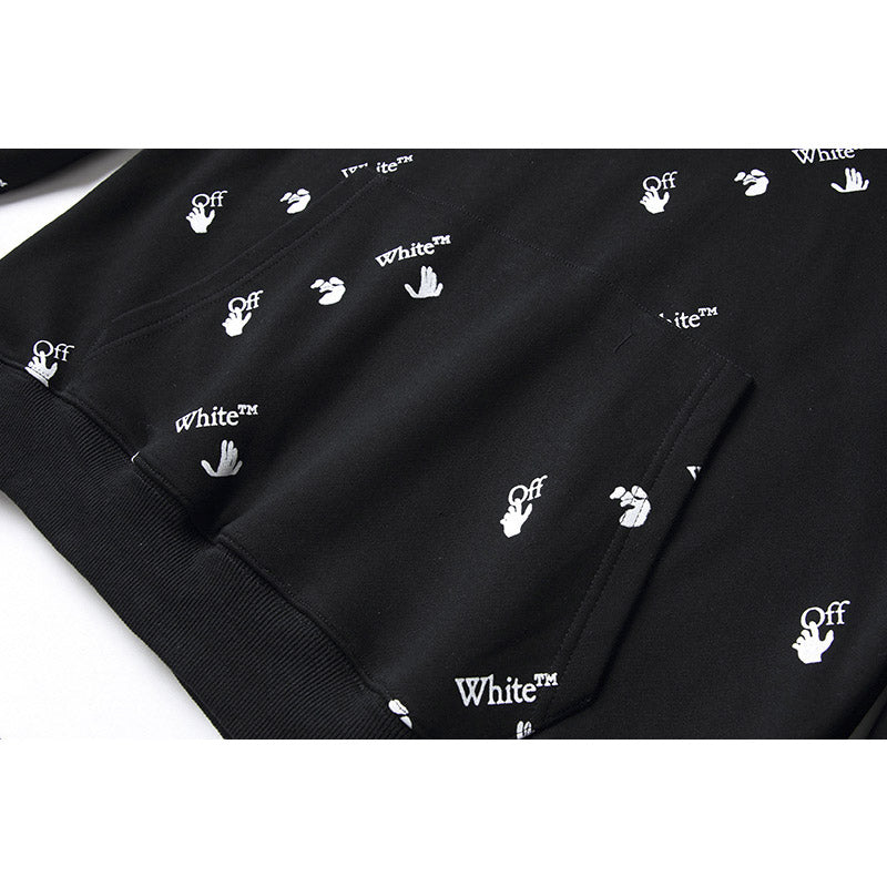 off White Hoodie Autumn and Winter Printed Hooded Loose Long Sleeves Sweater