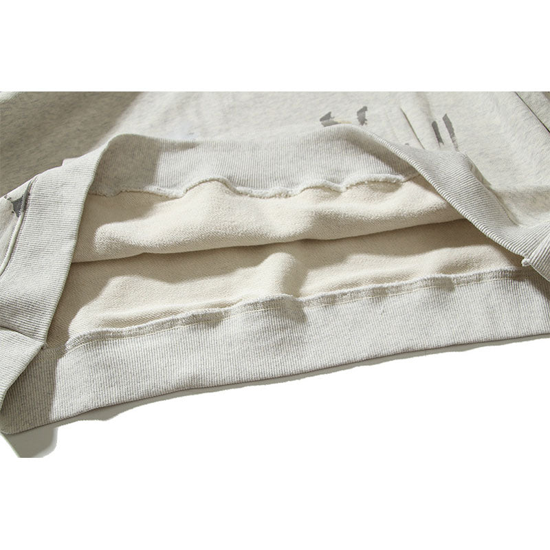 Kanye West Sunday Service Hoodie Hand-Painted Splash-Ink Destruction Distressed Terry Hooded Sweater Fog