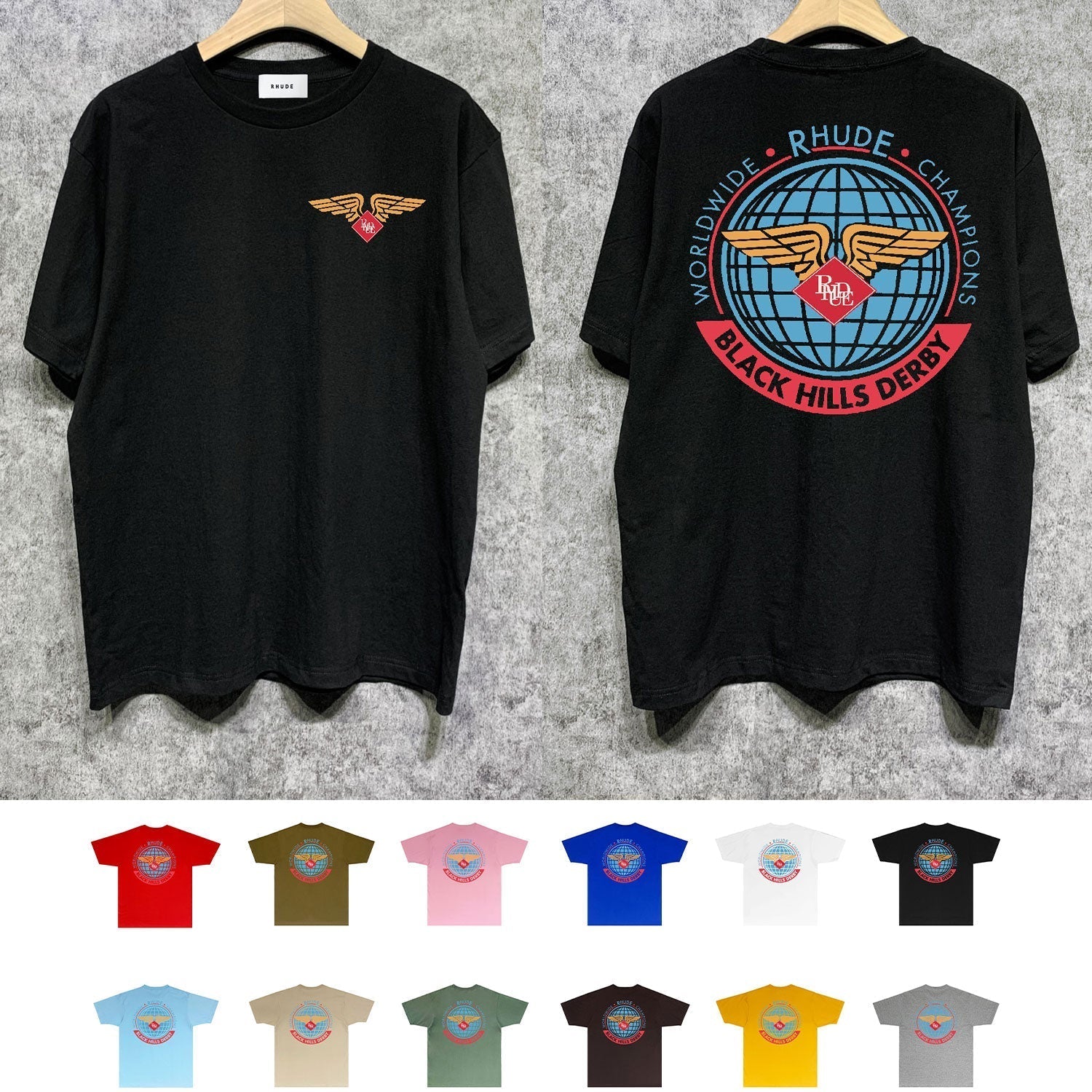 Rhude T Shirts Printed Trendy Pure Cotton