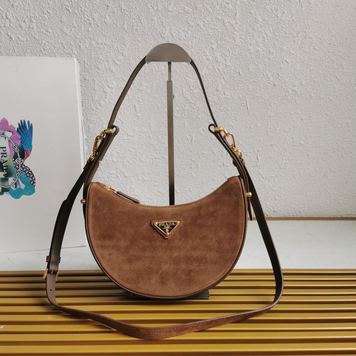 ＰＲＤＡ ARQUÉ SUEDE SHOULDER BAG