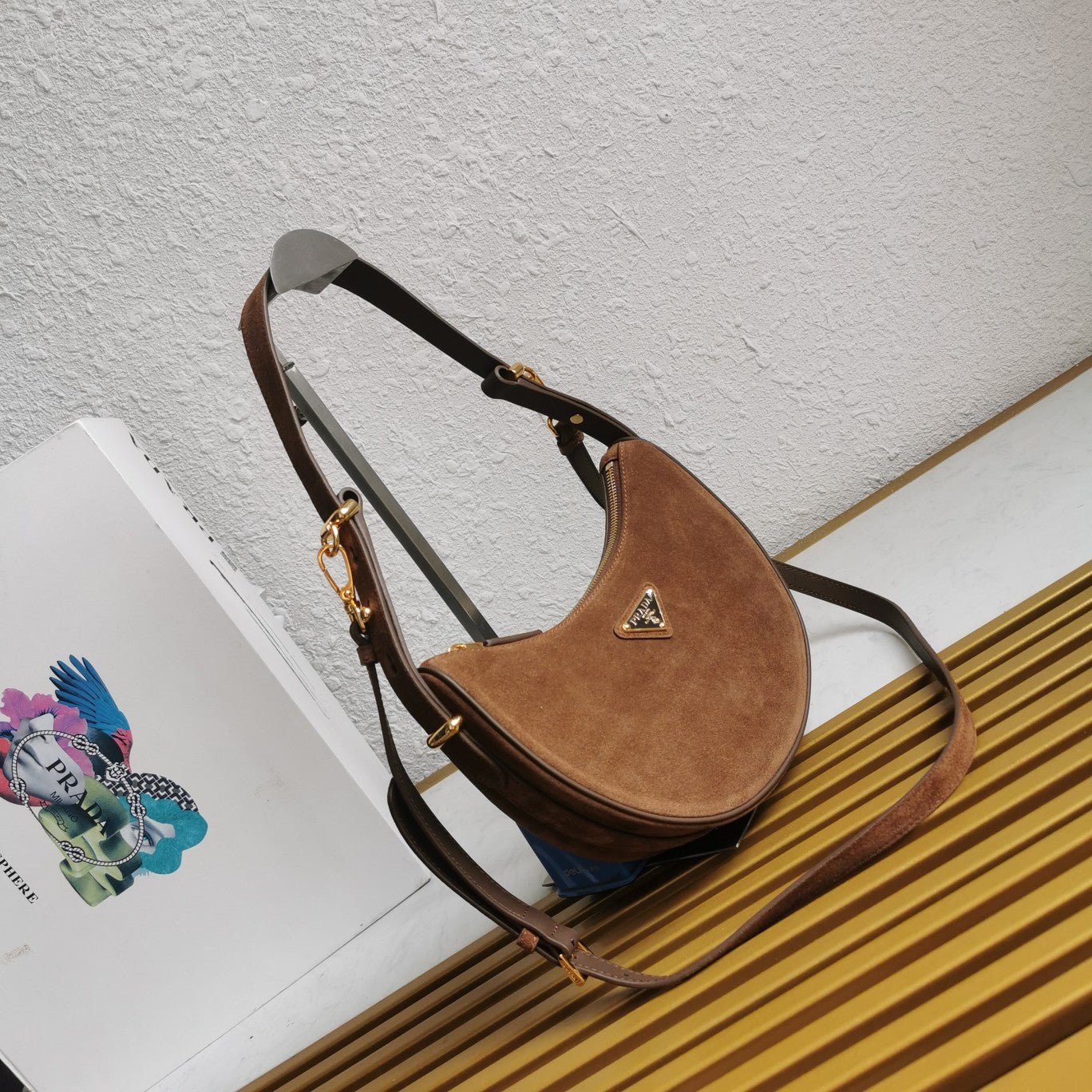 ＰＲＤＡ ARQUÉ SUEDE SHOULDER BAG