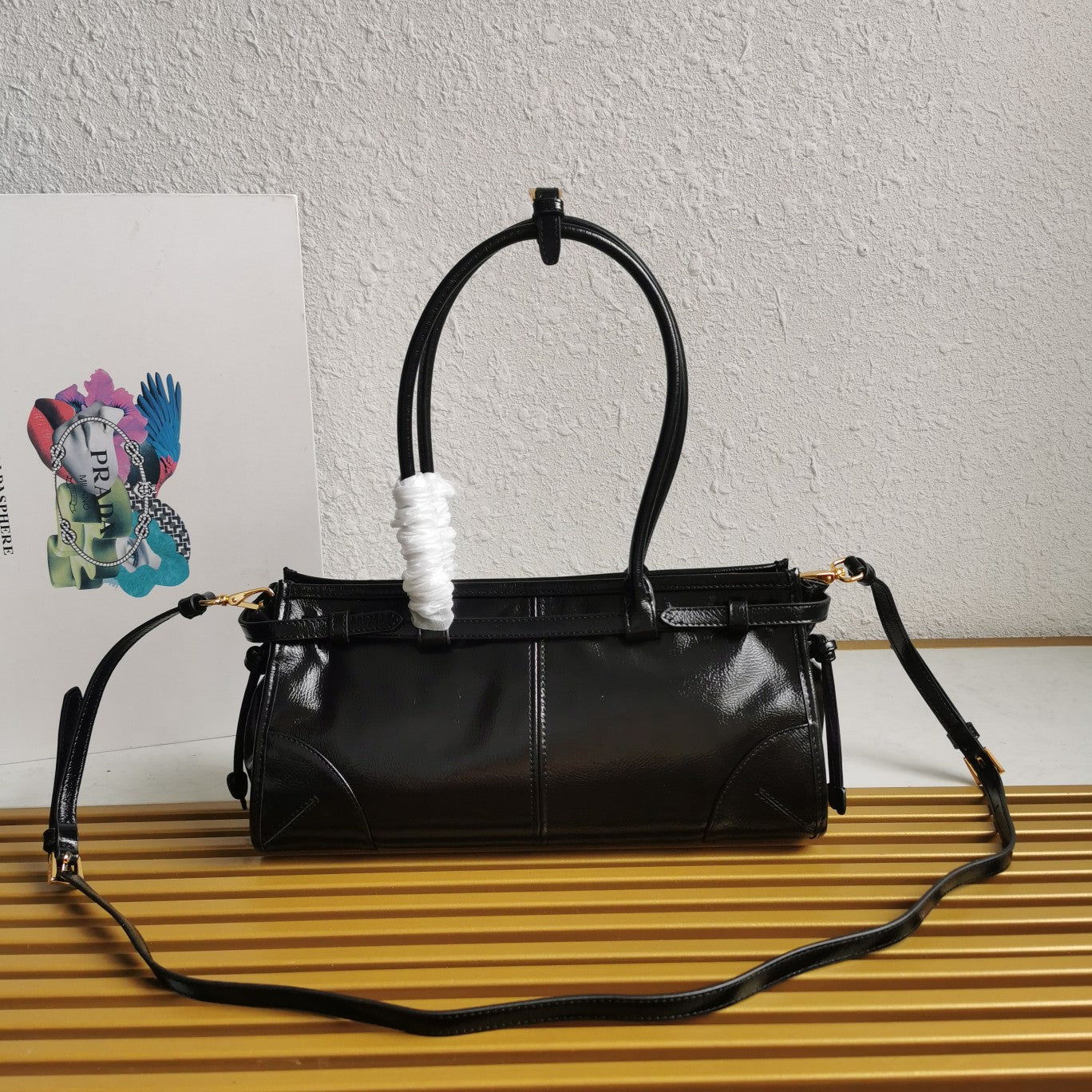 ＰＲＤＡ BONNIE MEDIUM LEATHER HANDBAG BLACK