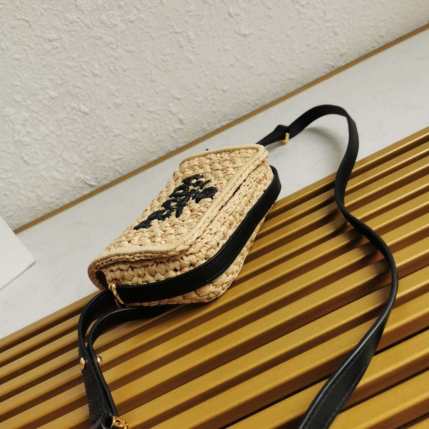 ＰＲＤＡ CROCHET AND LEATHER SHOULDER BAG