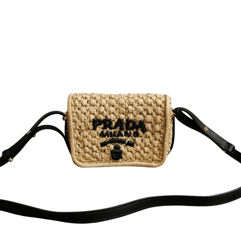 ＰＲＤＡ CROCHET AND LEATHER SHOULDER BAG