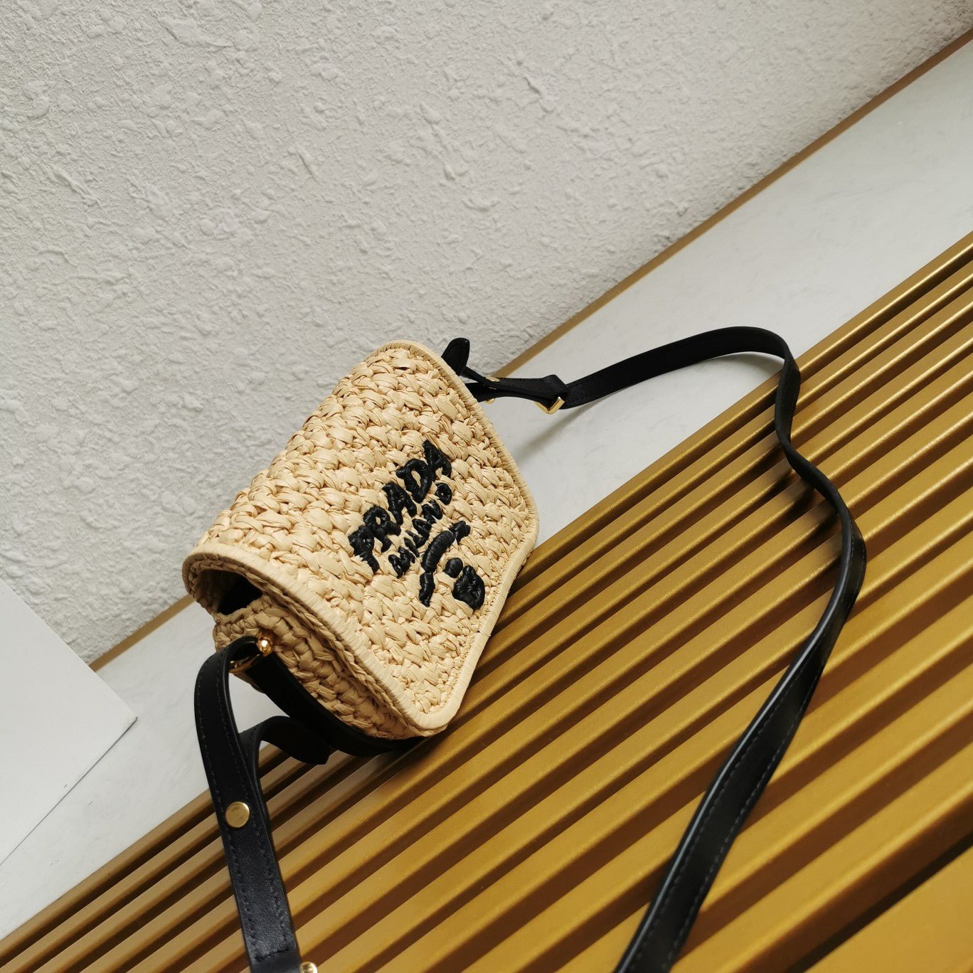 ＰＲＤＡ CROCHET AND LEATHER SHOULDER BAG