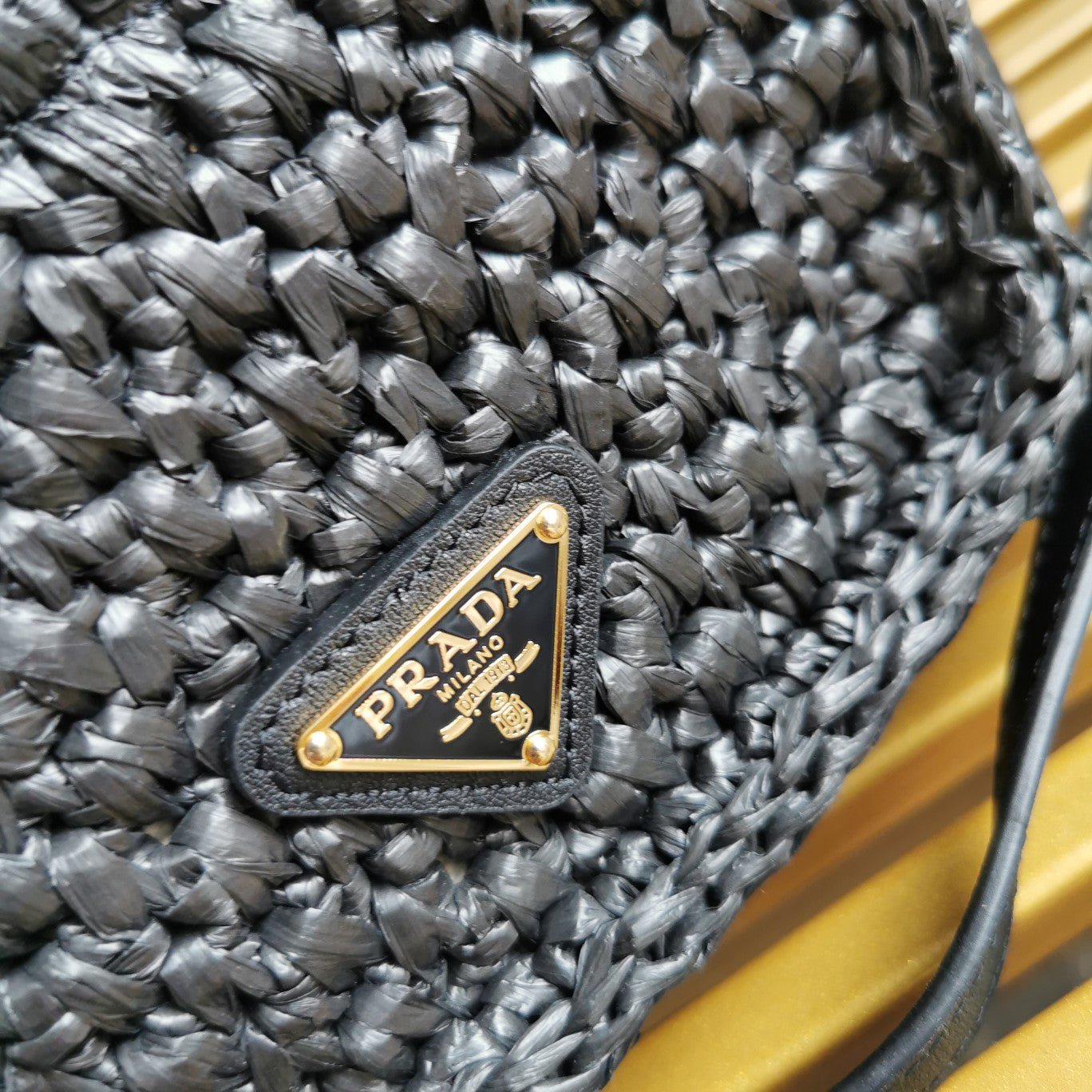 ＰＲＤＡ CROCHET AND LEATHER SHOULDER BAG BLACK