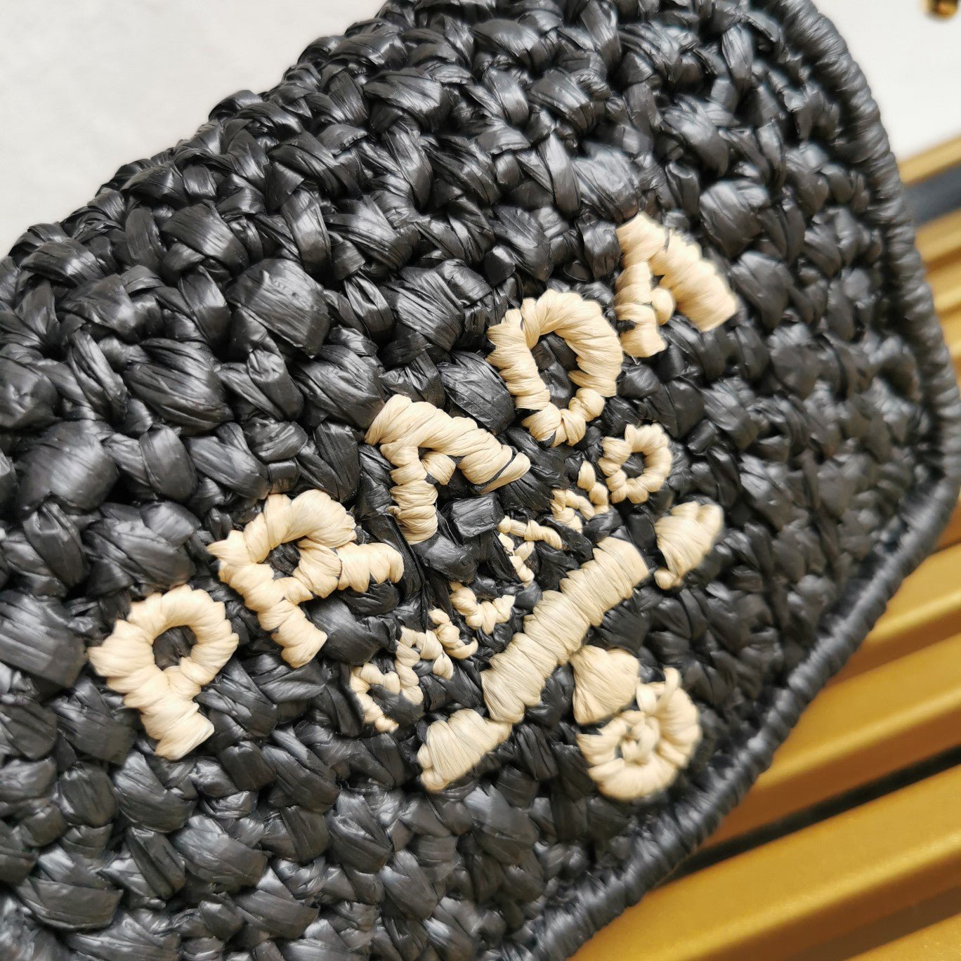 ＰＲＤＡ CROCHET AND LEATHER SHOULDER BAG BLACK