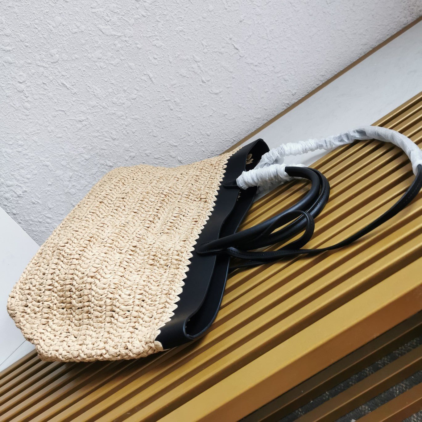 ＰＲＤＡ LARGE CROCHET AND LEATHER TOTE BAG