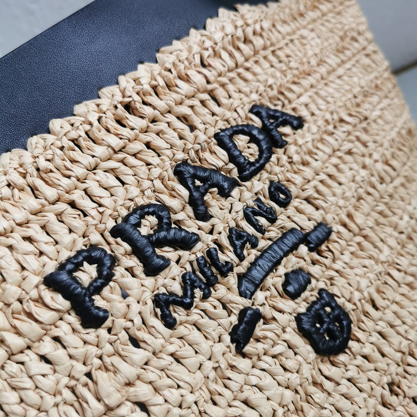 ＰＲＤＡ LARGE CROCHET AND LEATHER TOTE BAG