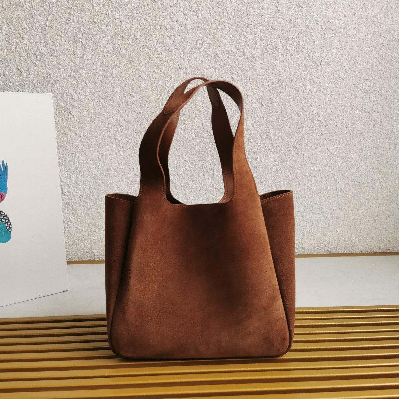 ＰＲＤＡ LARGE SUEDE SHOPPING BAG COCOA BROWN