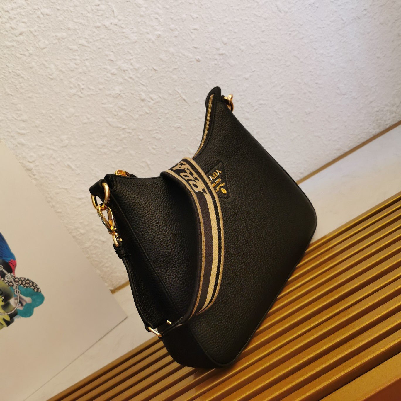 ＰＲＤＡ LEATHER SHOULDER BAG BLACK