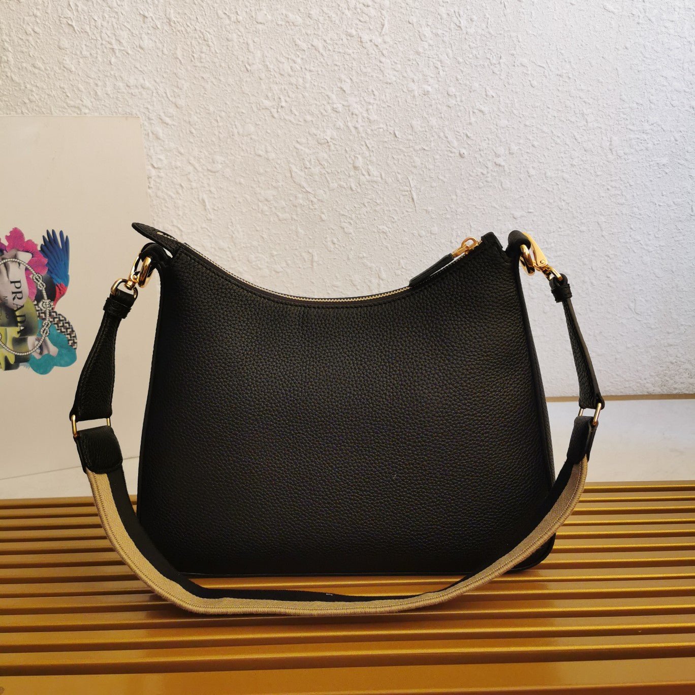 ＰＲＤＡ LEATHER SHOULDER BAG BLACK