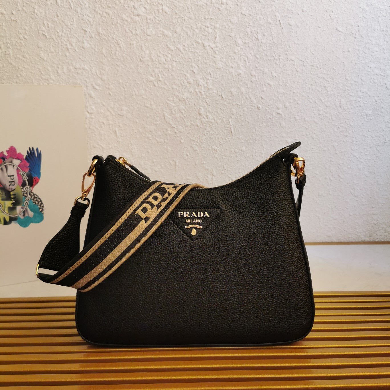 ＰＲＤＡ LEATHER SHOULDER BAG BLACK