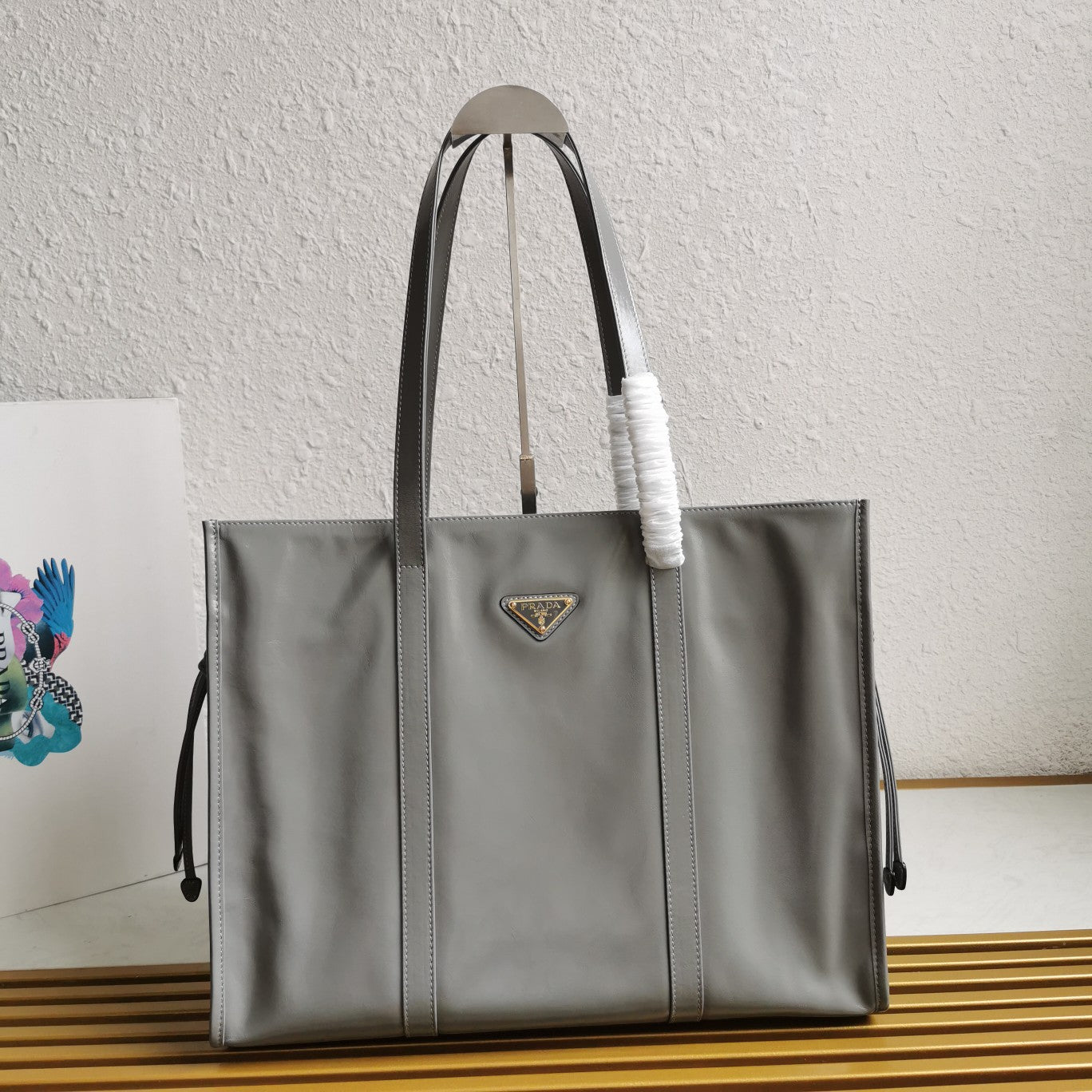 ＰＲＤＡ LEATHER TOTE BAG GRAY
