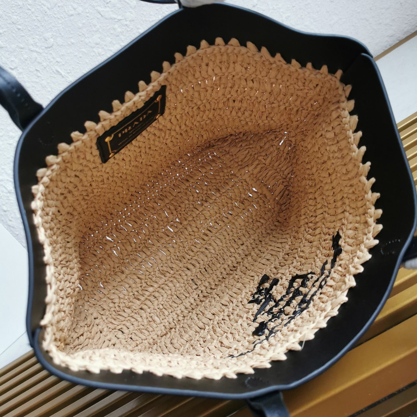 ＰＲＤＡ MEDIUM CROCHET AND LEATHER TOTE BAG