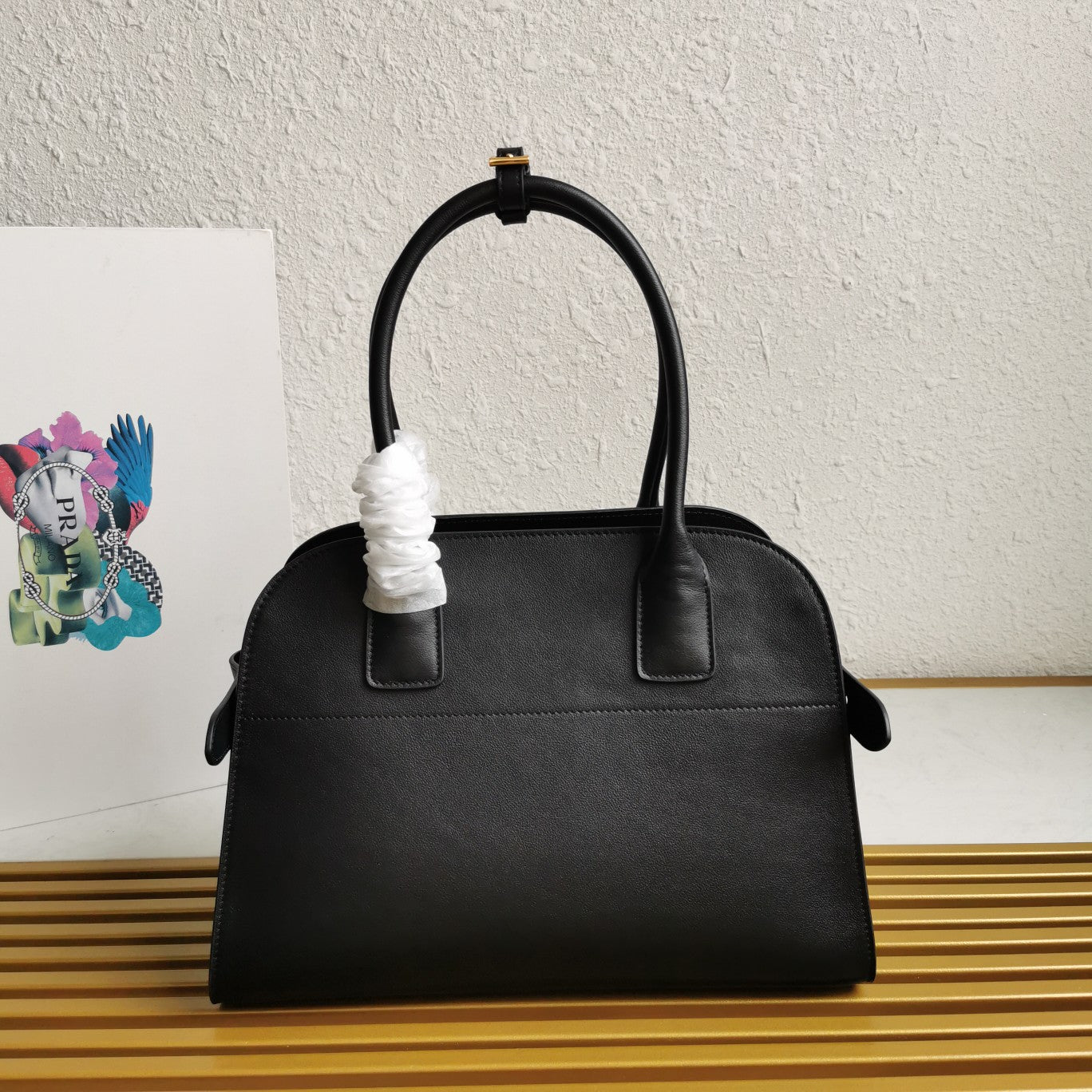 ＰＲＤＡ MEDIUM LEATHER TOTE BAG BLACK